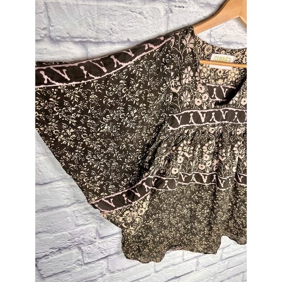 SUNNER Women's Brown Silk Dolman Floral Boho Blouse Size Small - Picture 2 of 5